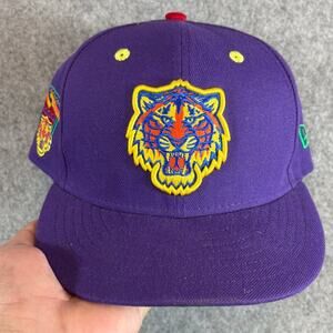 VINTAGE MLB Detroit Tigers Hat Cap Mens Purple Cooperstown New Era 59Fifty 7 1/8
